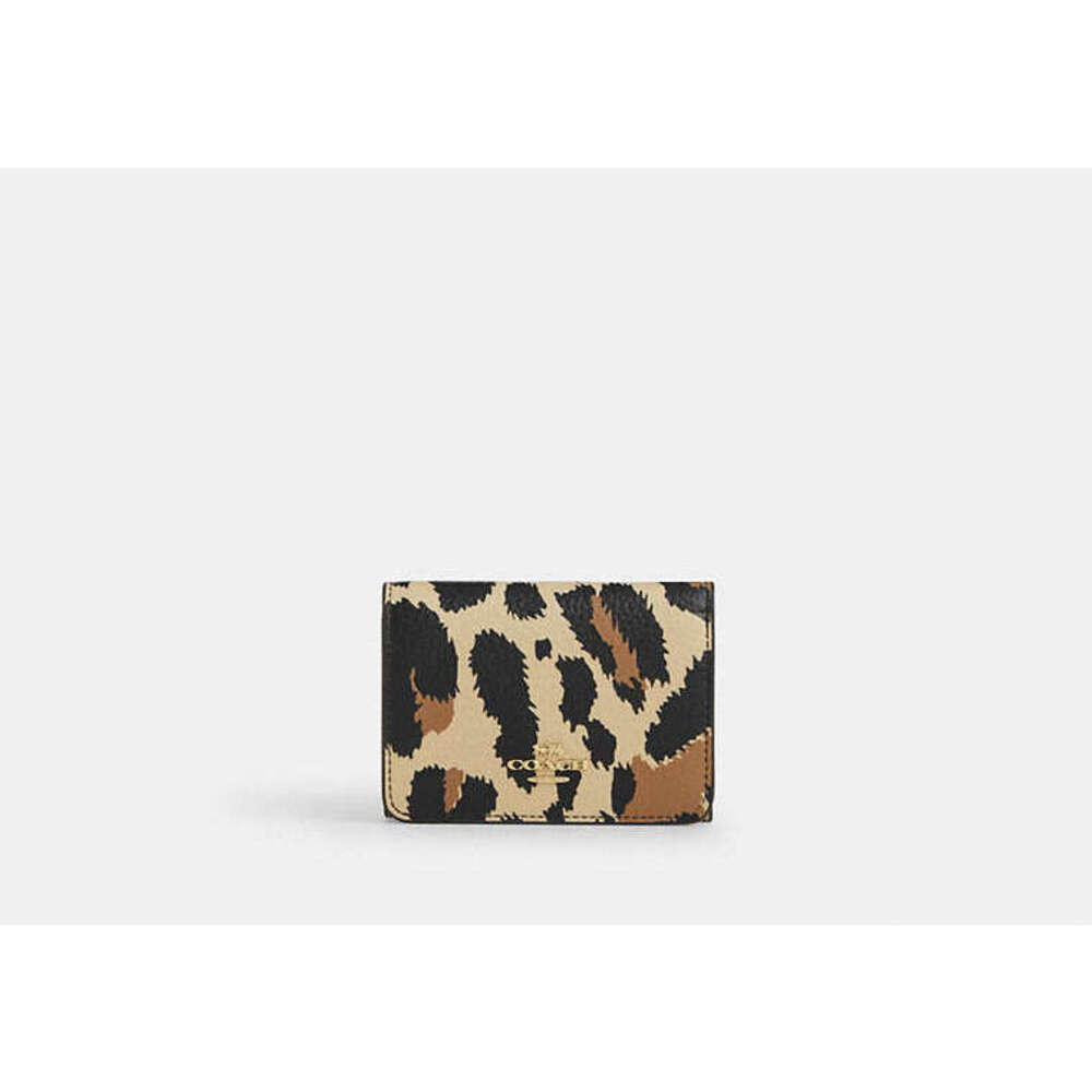 Card Holder Wallet With Leopard Print And Signature Canvas